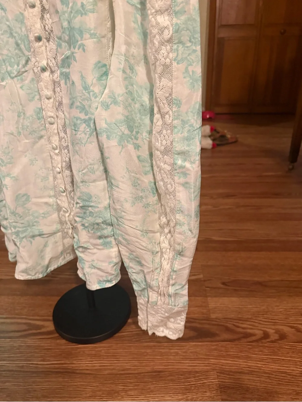 Loveshackfancy- White and Light Blue Floral Lace Blouse